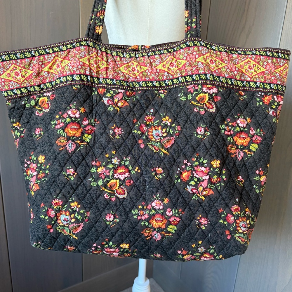 VERA BRADLEY Vintage ‘Chocolat’ Large Shoulder Bag Tote - Picture 2 of 10